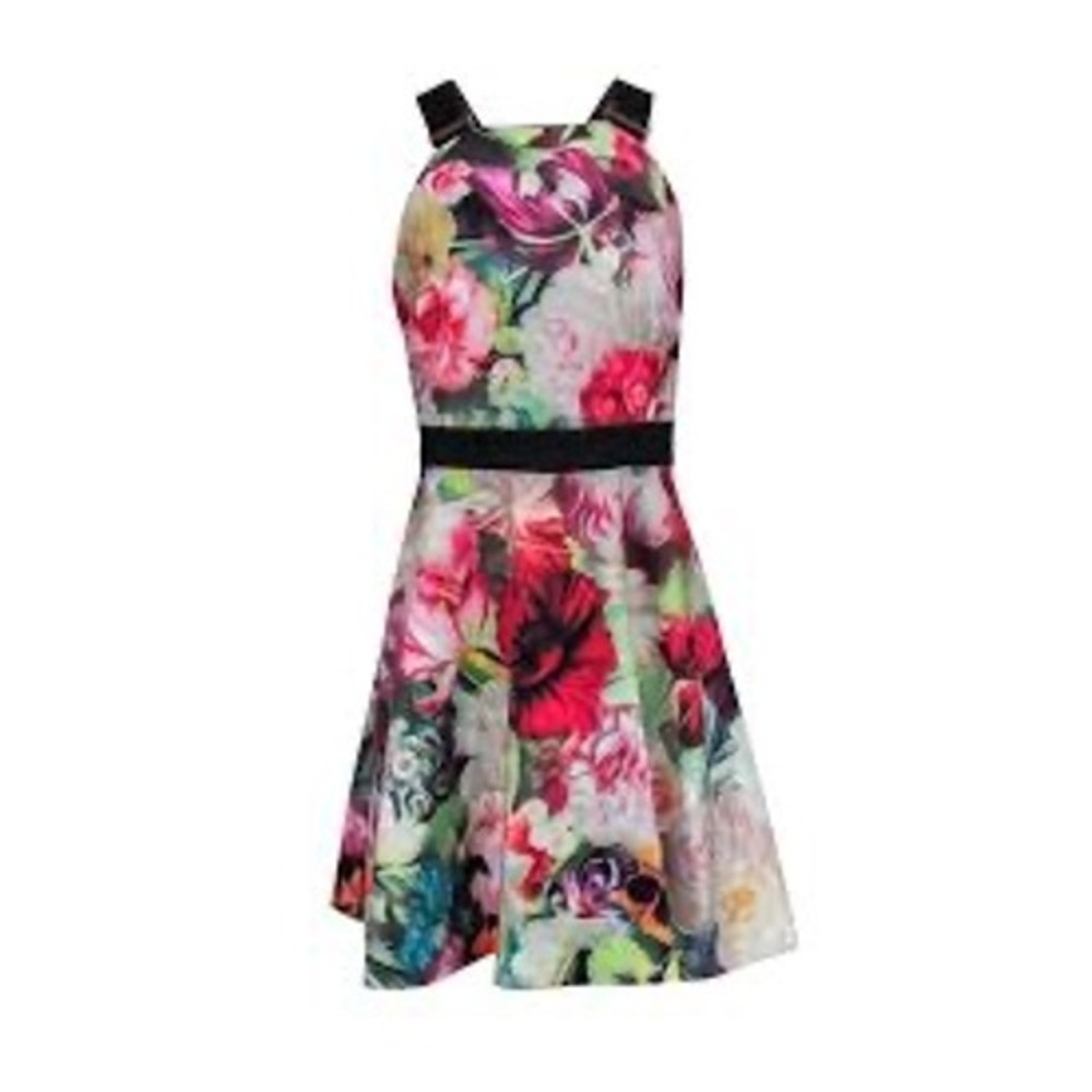 Ted Baker Samra Floral Swirl Skater Dress Fuchsia Size 2 or US Size 4-6 - Picture 3 of 12